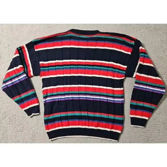 Cape Isle Knitters Men's Large Sweater Vintage Color Block Large Chunky 90s - Picture 2 of 7